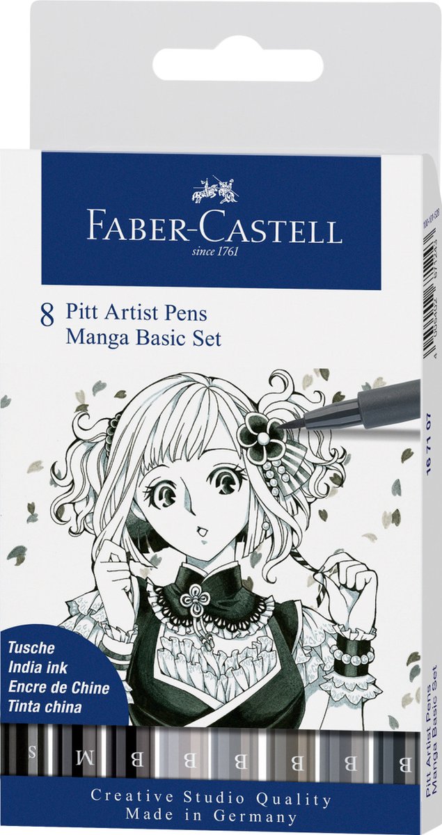 Faber-Castell Pitt artist manga Sort/Grå Toner 8 ass