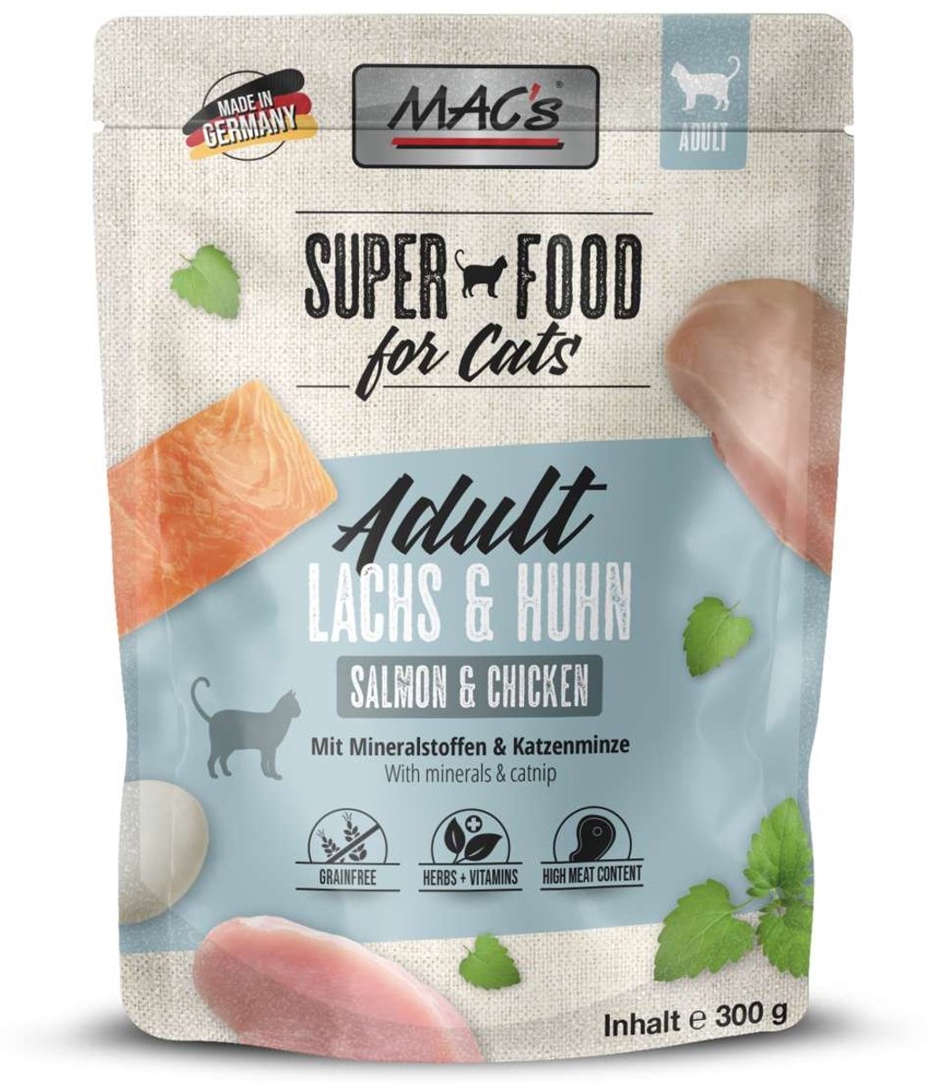 MAC´s Cat Saquetas 24 x 300 g - Pack económico  - Salmão e frango