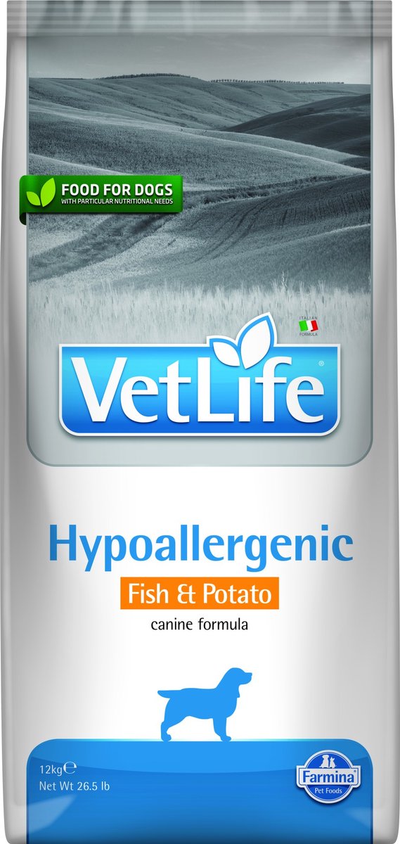 Farmina Vet Life Dog Hypoallergenic com peixe e batata para cães - Pack económico: 2 x 12 kg