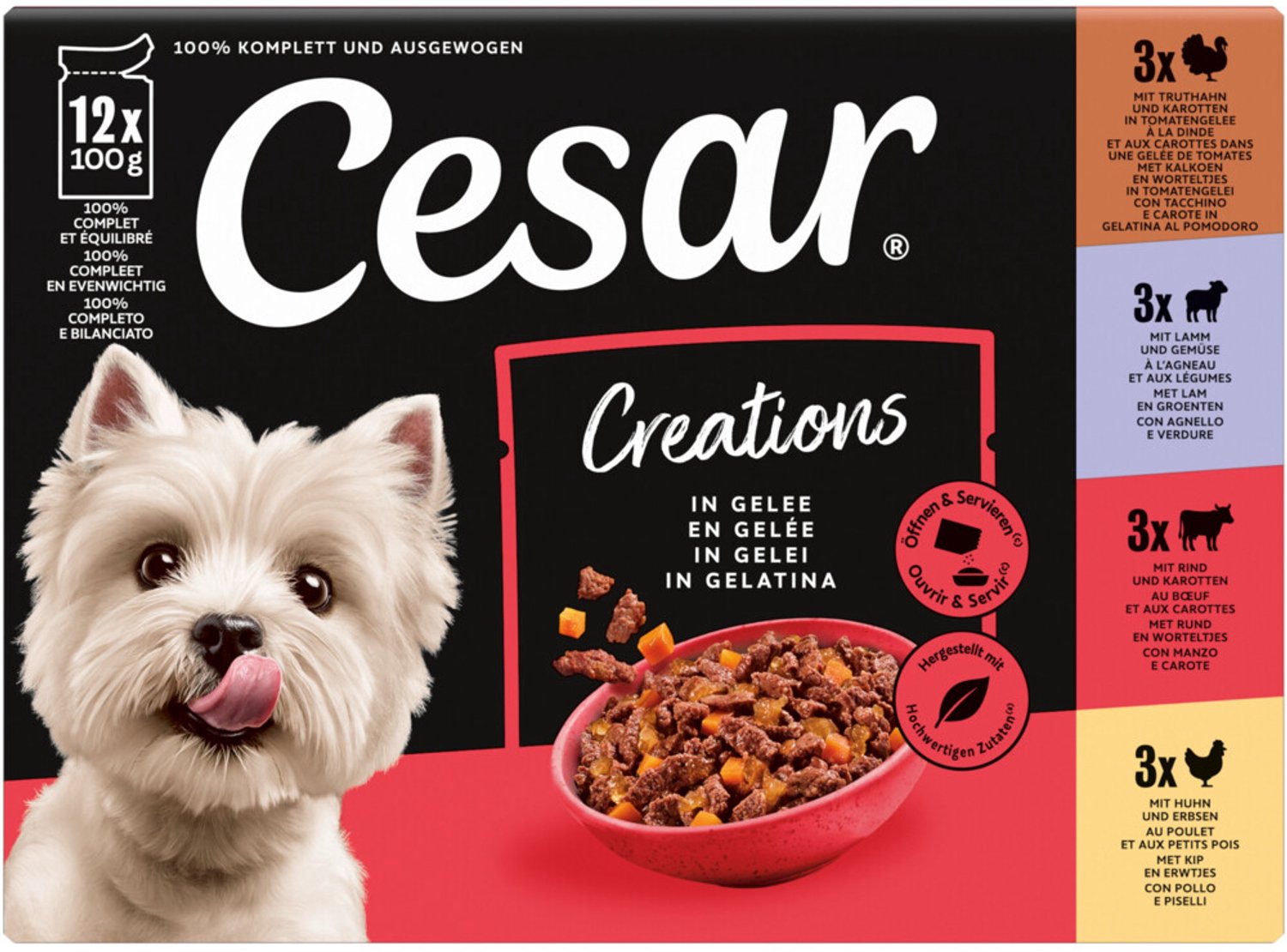 Cesar Seleção de carne com verduras em gelatina  - Pack económico: 48 x 100 g