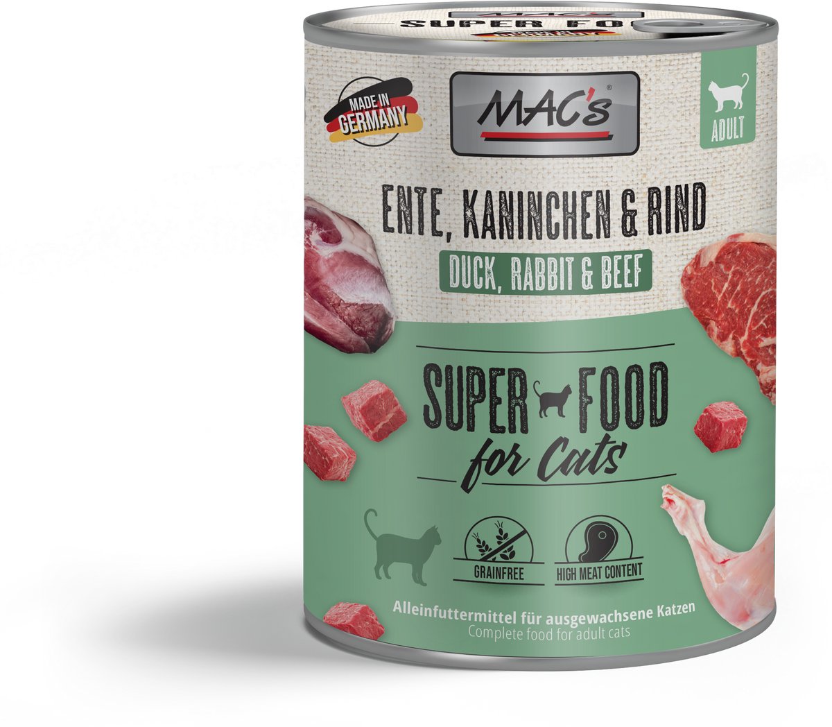 MAC's Cat 24 x 800 g em latas para gatos - Pack económico - Pack misto III: Pato, coelho e vaca e Pato, peru e frango