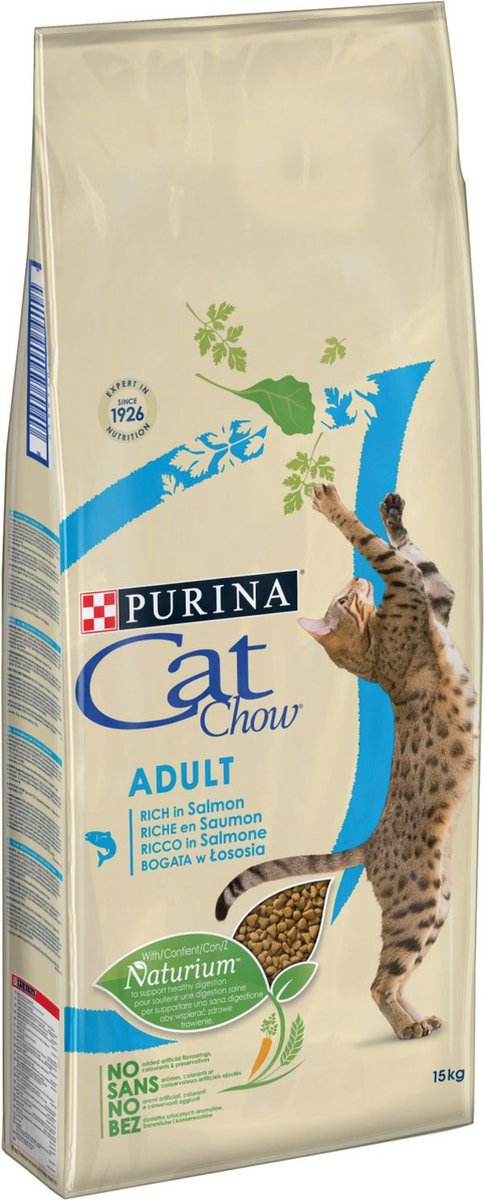 Cat Chow Adult rica em salmão - 15 kg
