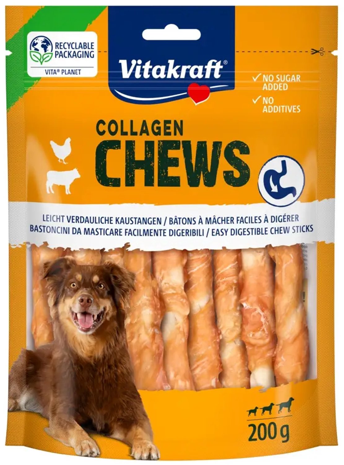 Vitakraft Chews Collagen Stick com frango - Pack económico: 8 x 200 g