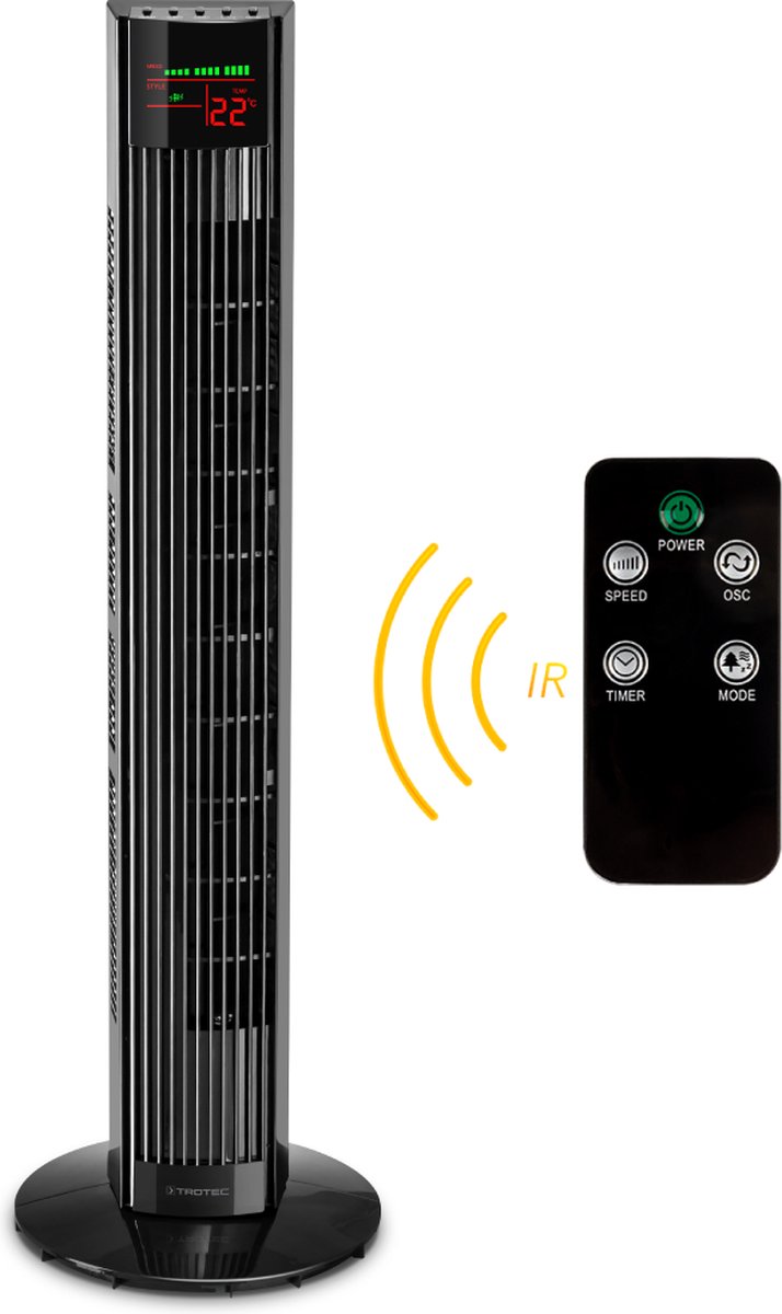 Ventoinha de torre com comando TVE 31 T / Oscilação de 60° / 45 W