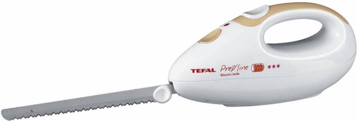 Tefal Prep'Line 852331 Cuchillo Eléctrico, 100 W, Acero Inoxidable, Blanco