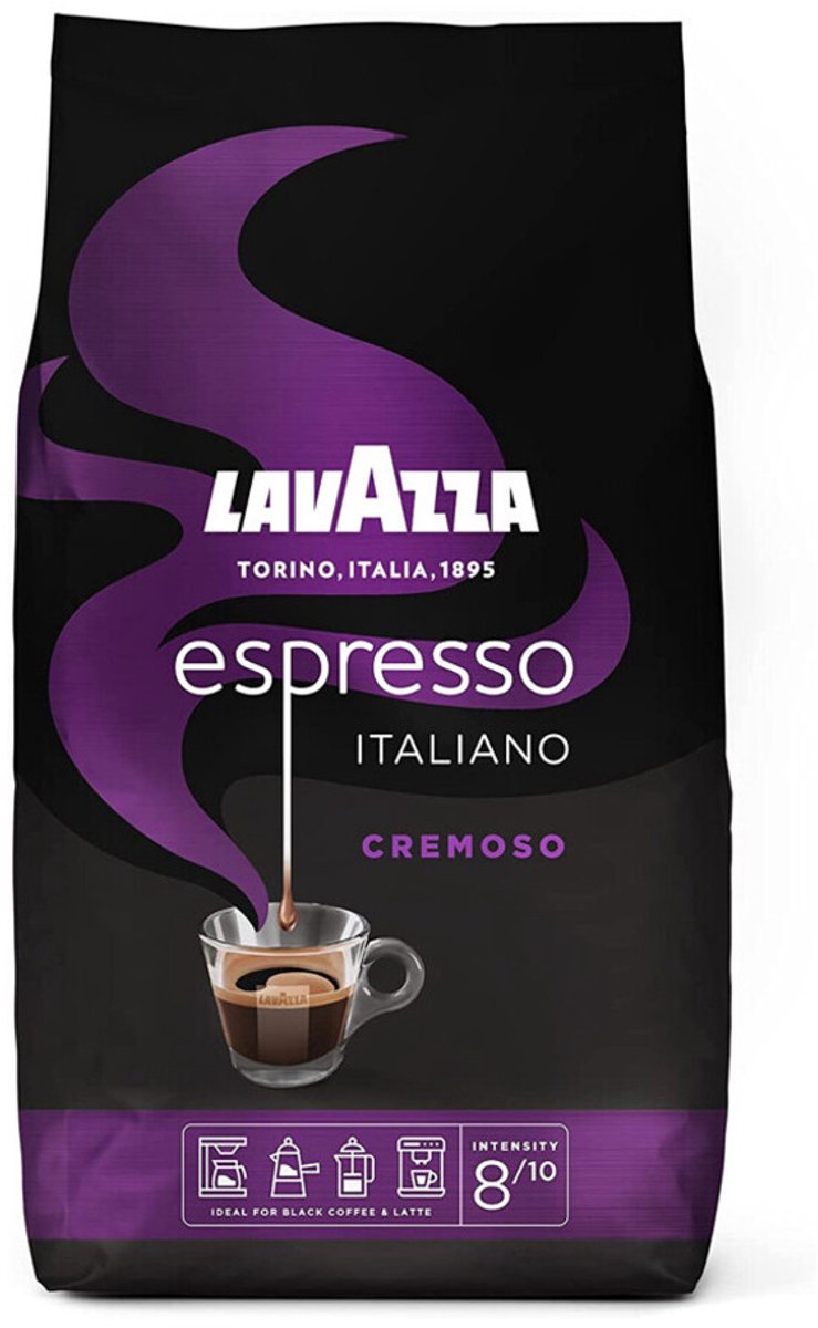 Lavazza, Espresso Cremoso, Lavazza, Café en Grano, Intensidad 8/10, 1 kg