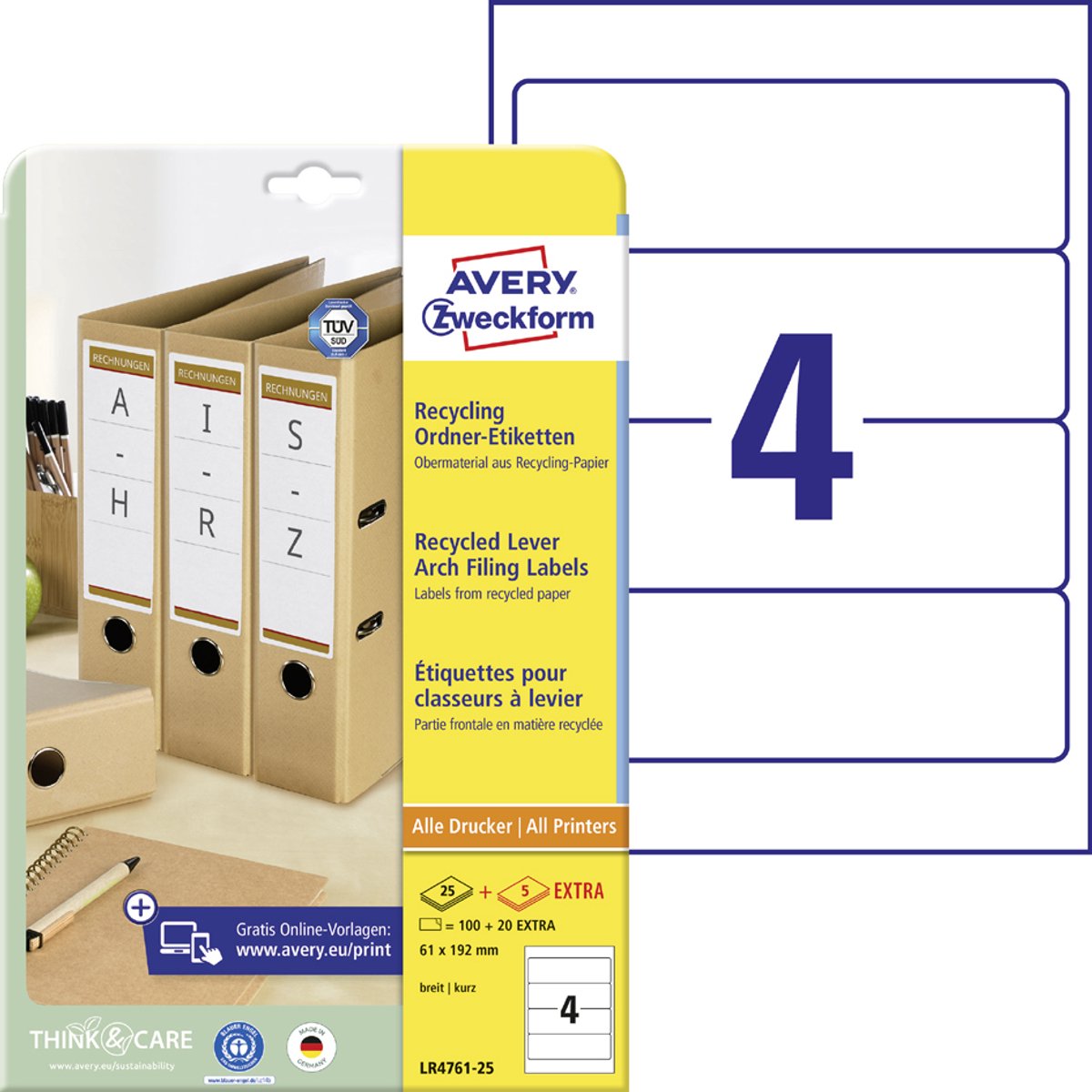 Avery LR4761-25 self-adhesive label Rounded rectangle Permanent White