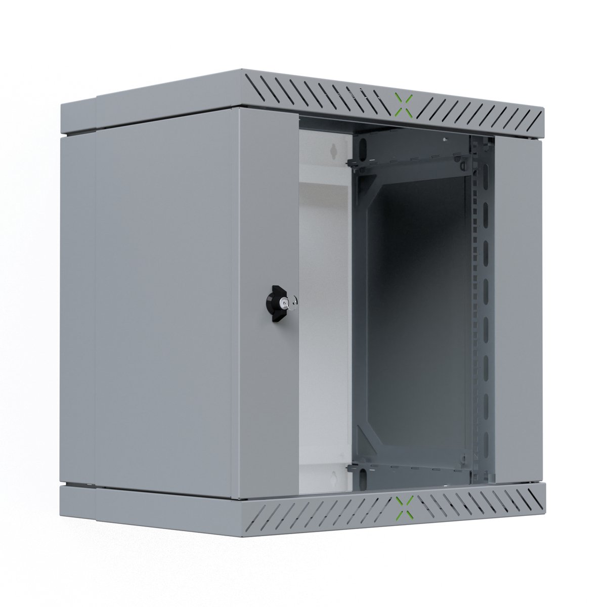 Wandgehäuse 19" X-Rack mit Glastür 400-600mm, 12HE grau RAL7035