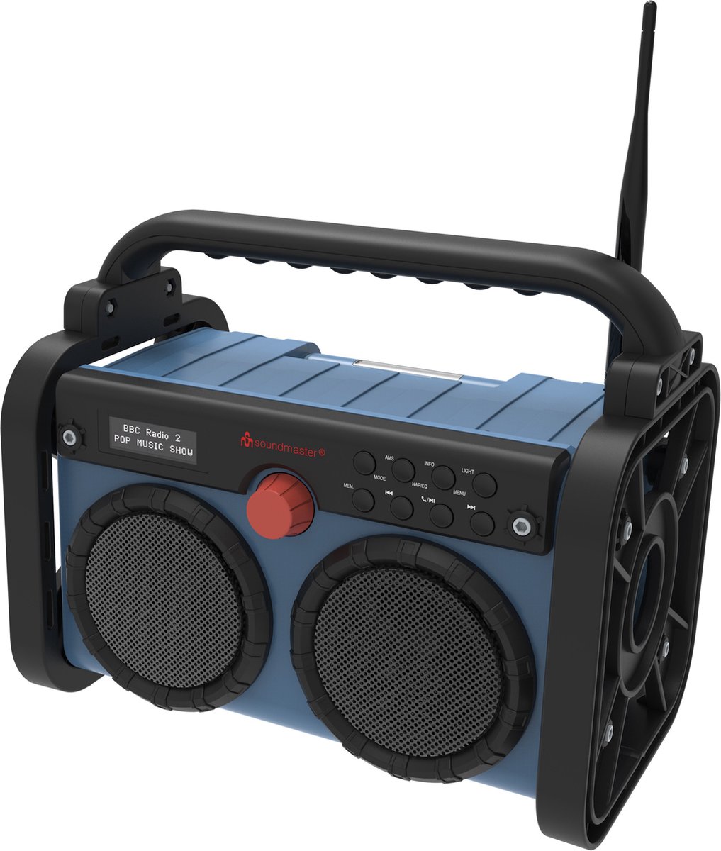 Soundmaster DAB85BL Baustellenradio IP44 DAB+/UKW,Bluetooth,Handyfach,Freisprech.