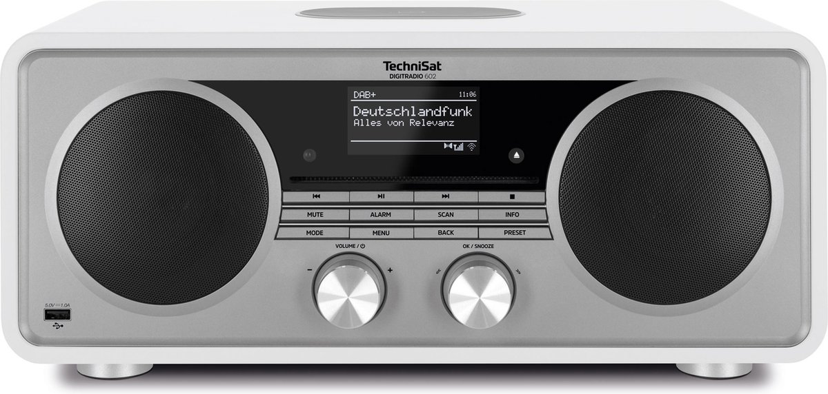TechniSat DigitRadio 602 weiß/silber DAB+,UKW,CD,MP3,Internetradio,BT,USB,AUX
