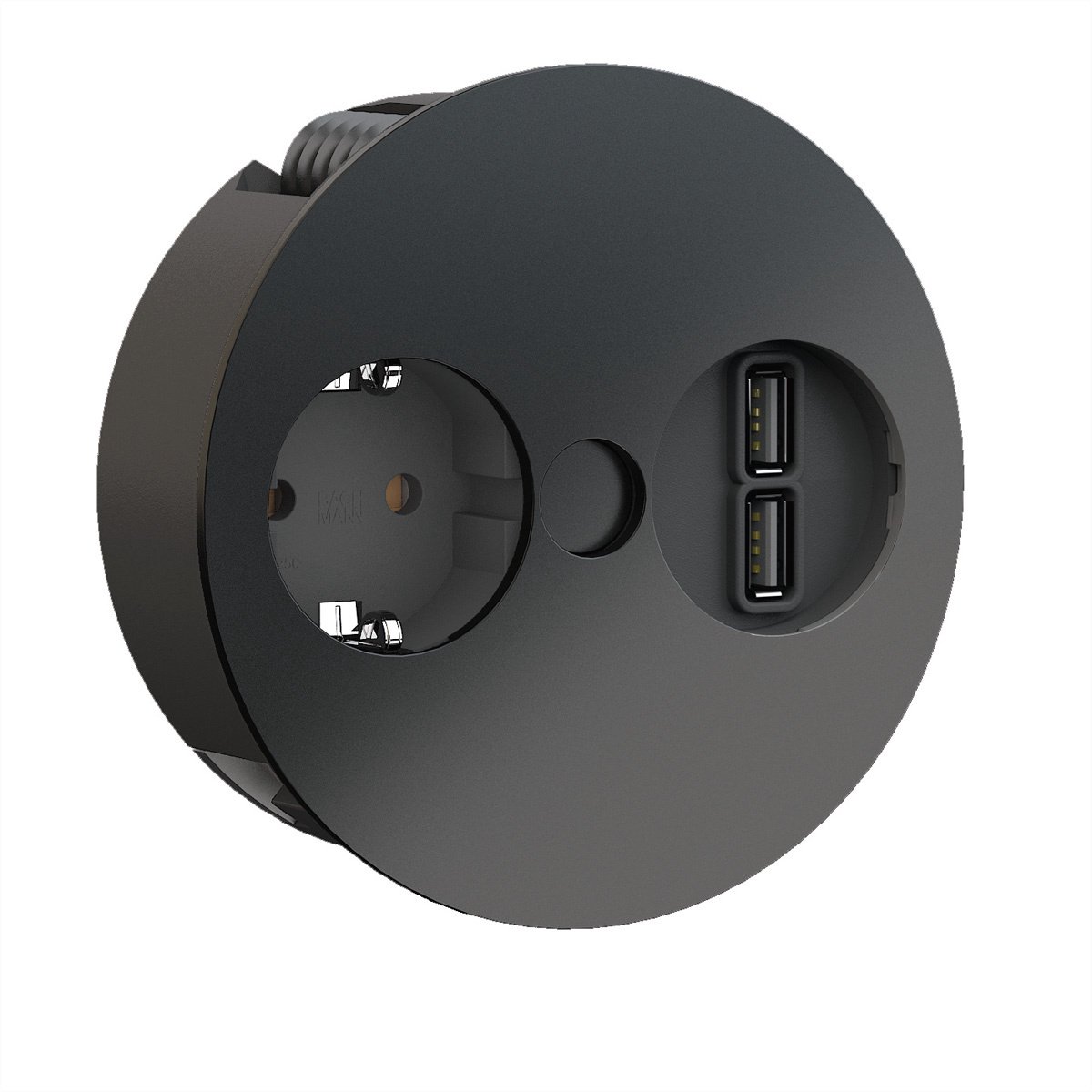 Bachmann TWIST 1xSchuko 1xUSB 931.131 Charger sw matt