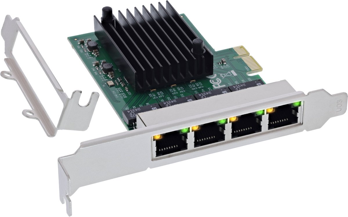 InLine® Quad Gigabit Netzwerkkarte, 4x RJ45 1 Gb/s, PCIe x1