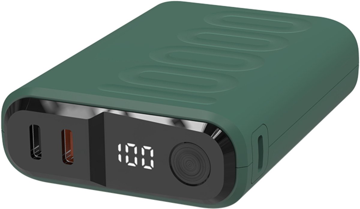 Powerbank RealPower PB-10000C PD+ 3x Type-C,Dunkelgrün