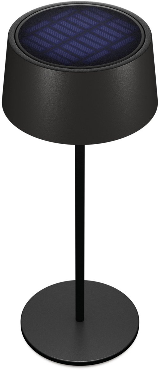 RealPower LED-Solar Tischlampe dimmbar mit Akku,schwarz