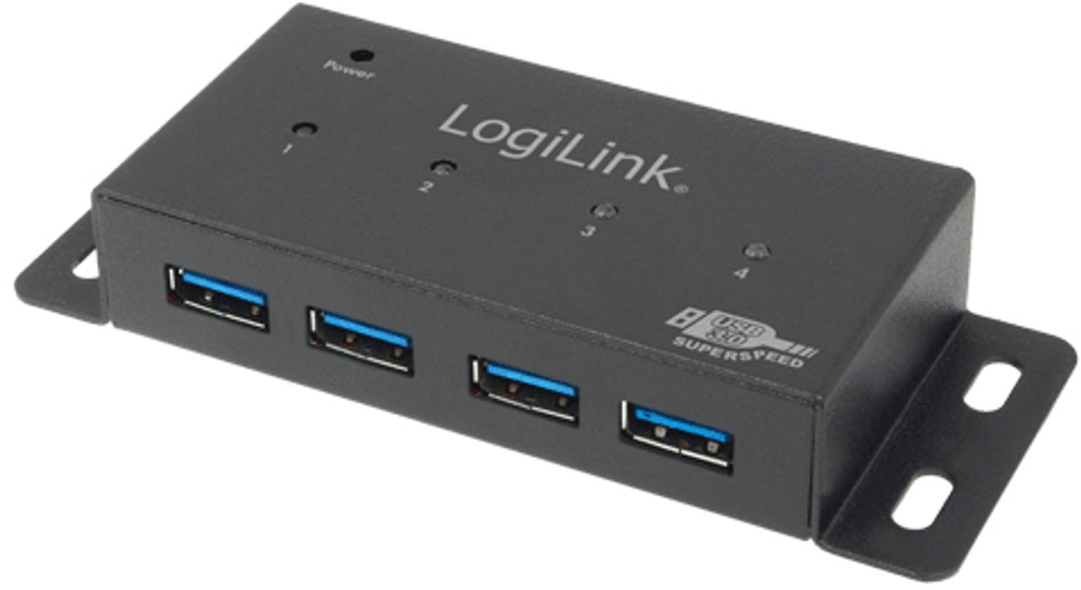 Logilink USB 3.0 HUB 4-port, metal, incl. power supply