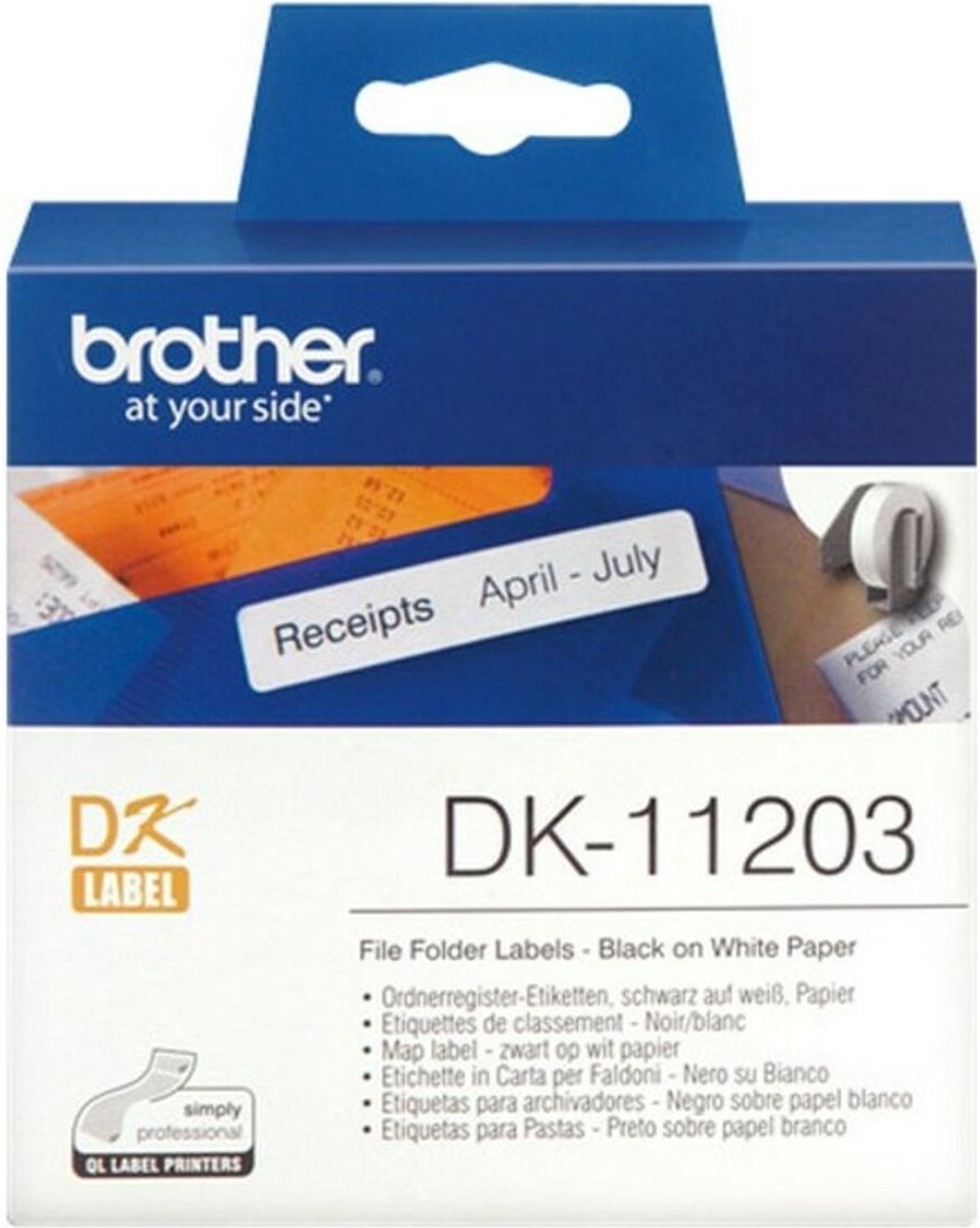 Brother Etikett Papper 17x87mm Svart/vit