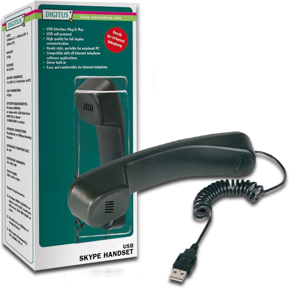 DIGITUS SKYPE USB telephone handset DA-70772 - I