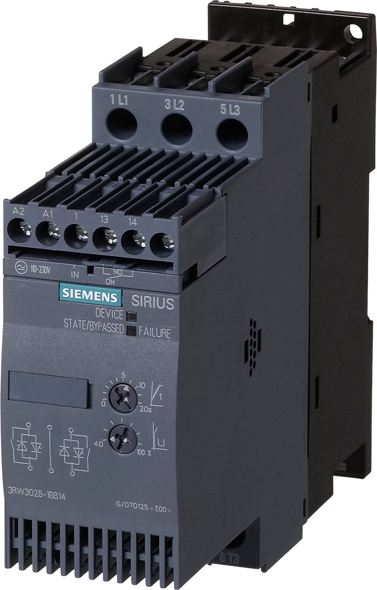 Siemens 3RW30271BB14 Sanftstarter S0 32A 15kW/400V 40°C 110-230VAC/DC Schraub