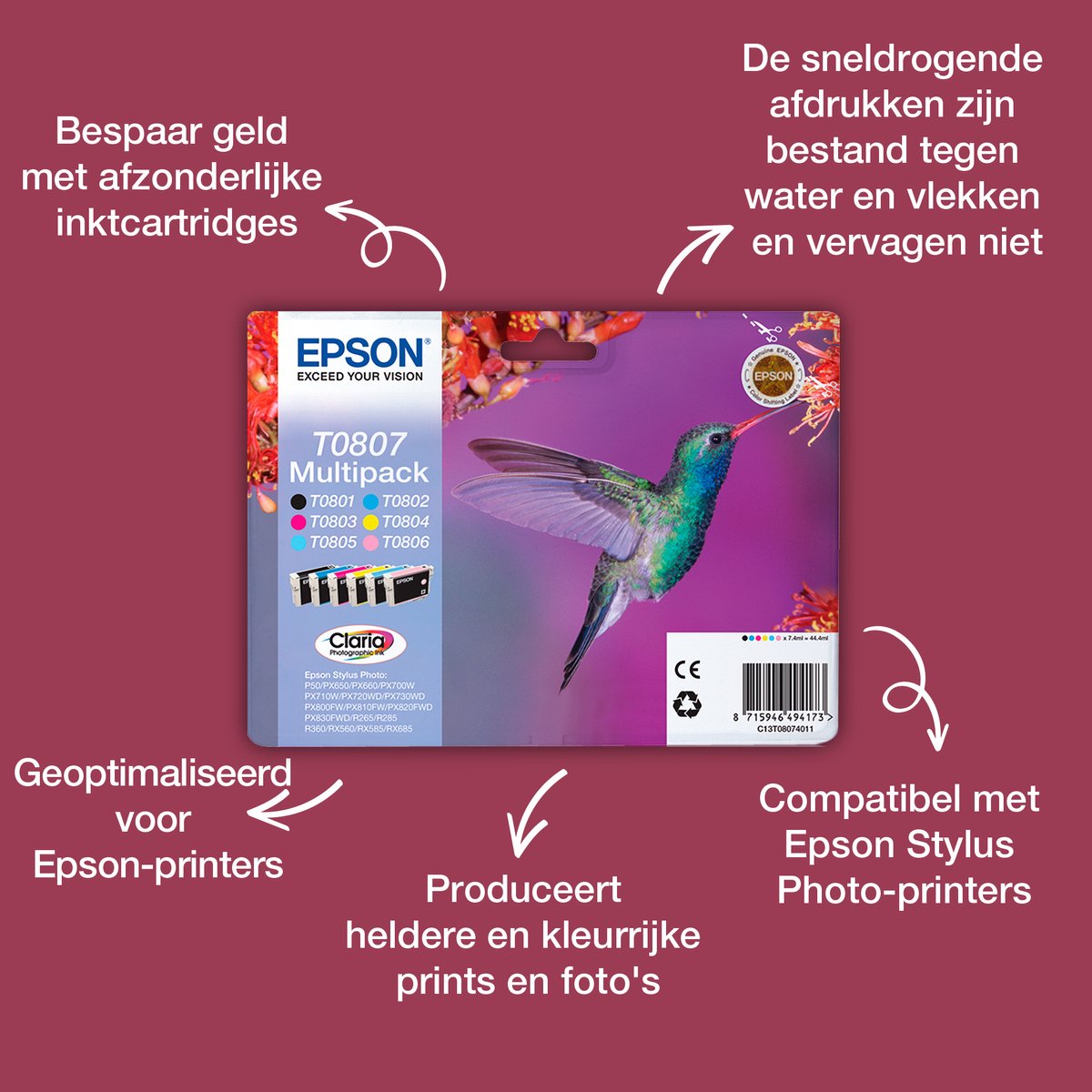 Epson Bläck Ljus Cyan T0805 - R265/360/rx560