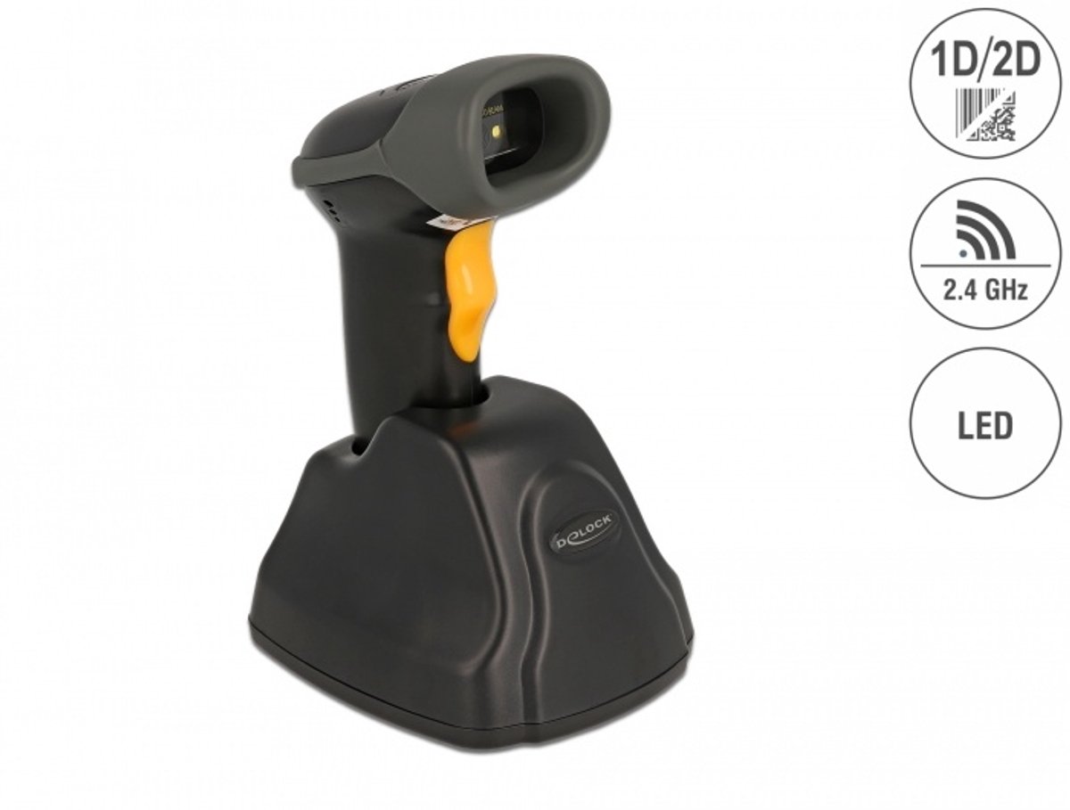 DELOCK 2,4 GHz Barcode Scanner 1D und 2D mit Ladestation
