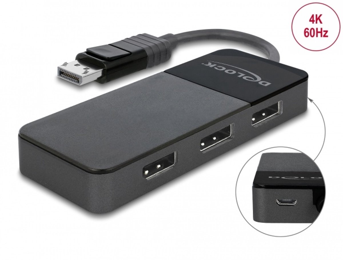 DELOCK DisplayPort 1.4 Splitter 1xDP in > 3xDP out