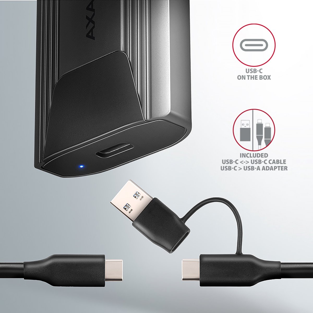 AXAGON SuperSpeed USB-C NVMe M.2 tunn skruvlös box