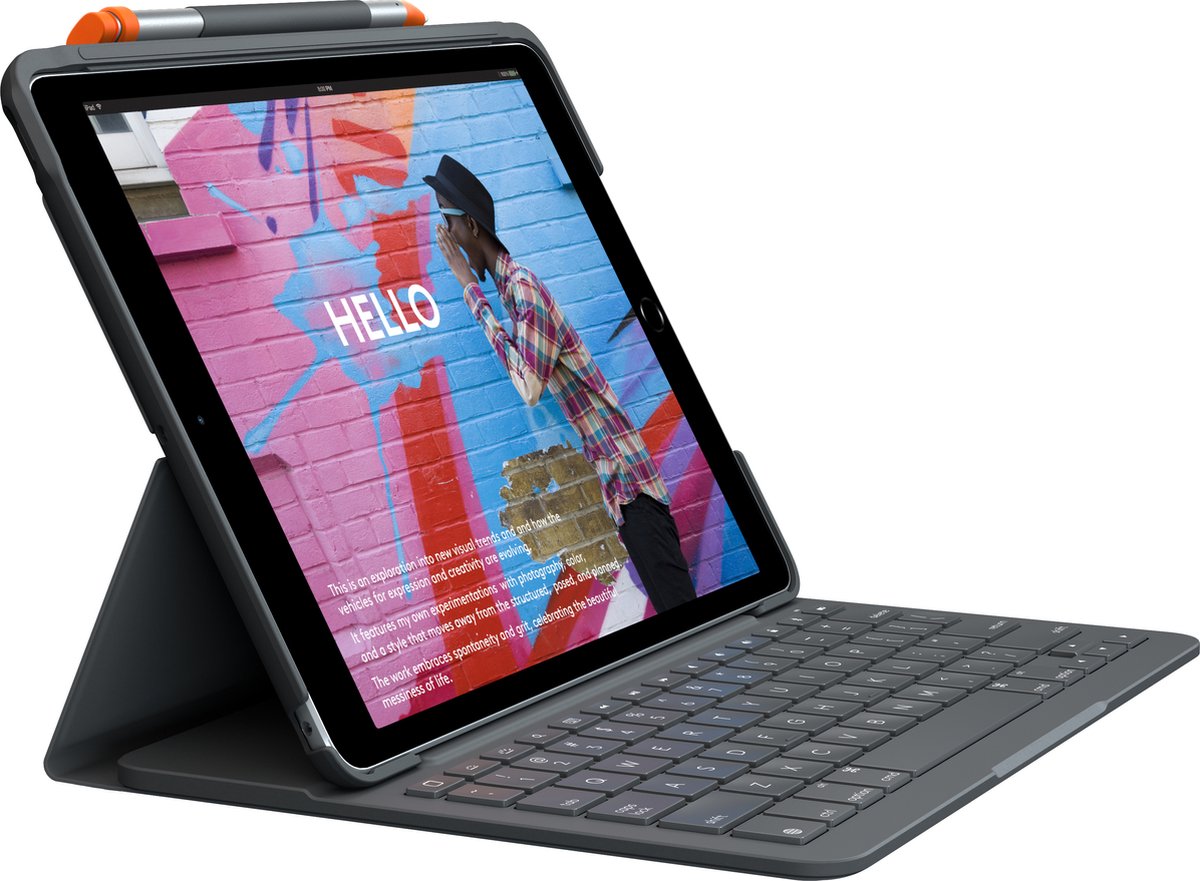 Logitech Slim Folio iPad 10.2" (7th gen) - UK - Tastatur & Folio set - Engelska (UK) - Grå