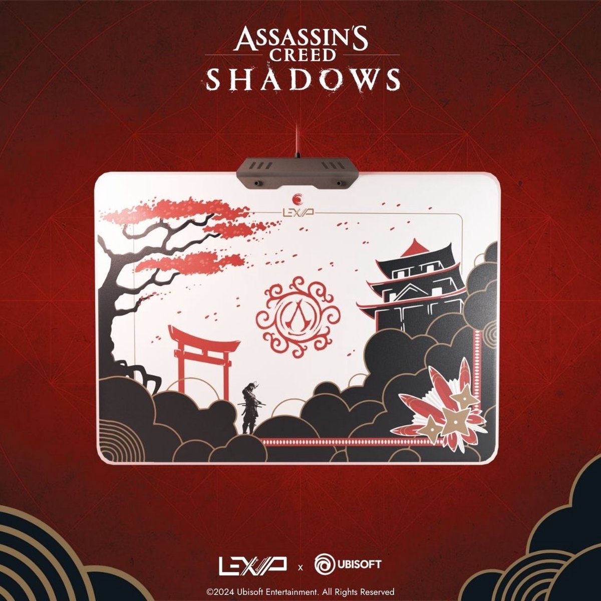 Lexip x Ubisoft illuminated mouse pad - micro-textured hard surface