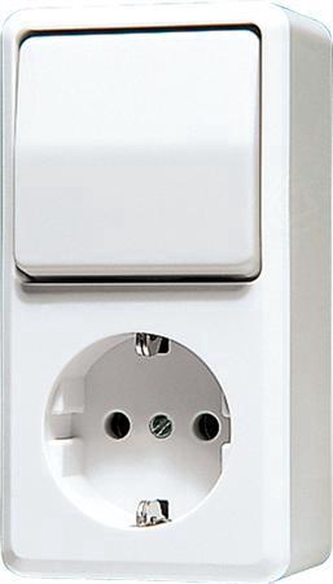 JG Schuko-Steckdose mit 676AWW Ws-S. AP600 alpinweiss