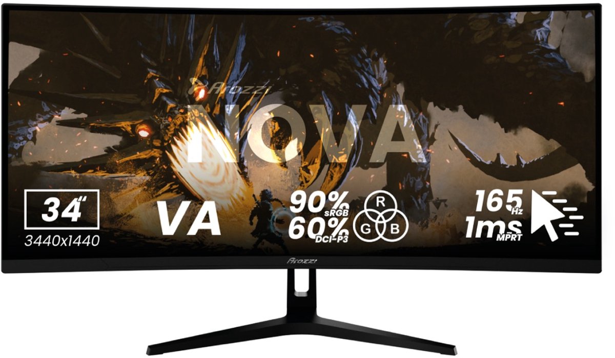 Arozzi TFT Nova 34" VA 165Hz curved schwarz