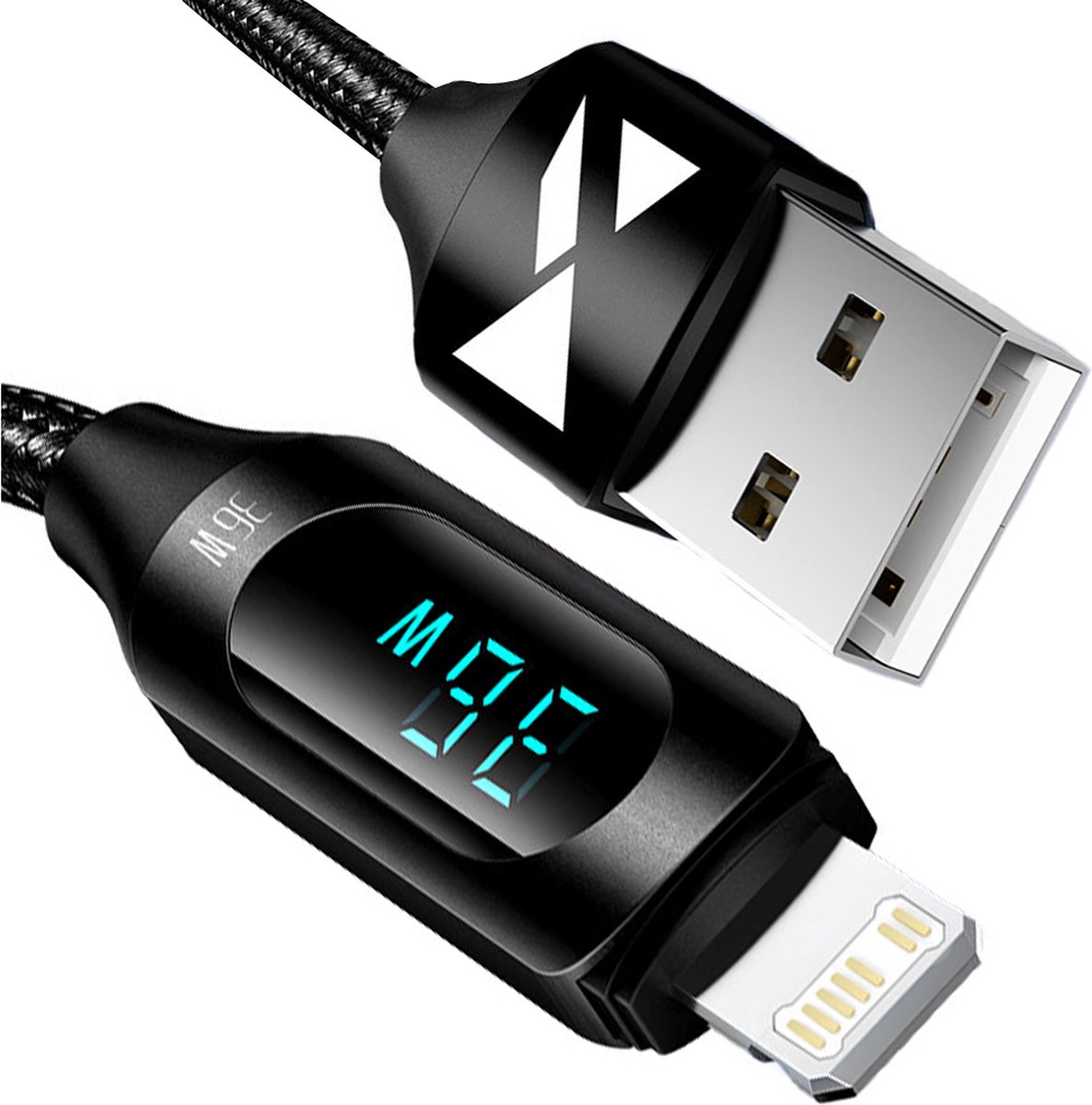Wozinsky USB-A Cable - Lightning WUALC1 with LED Display 2.4A 1m - Black