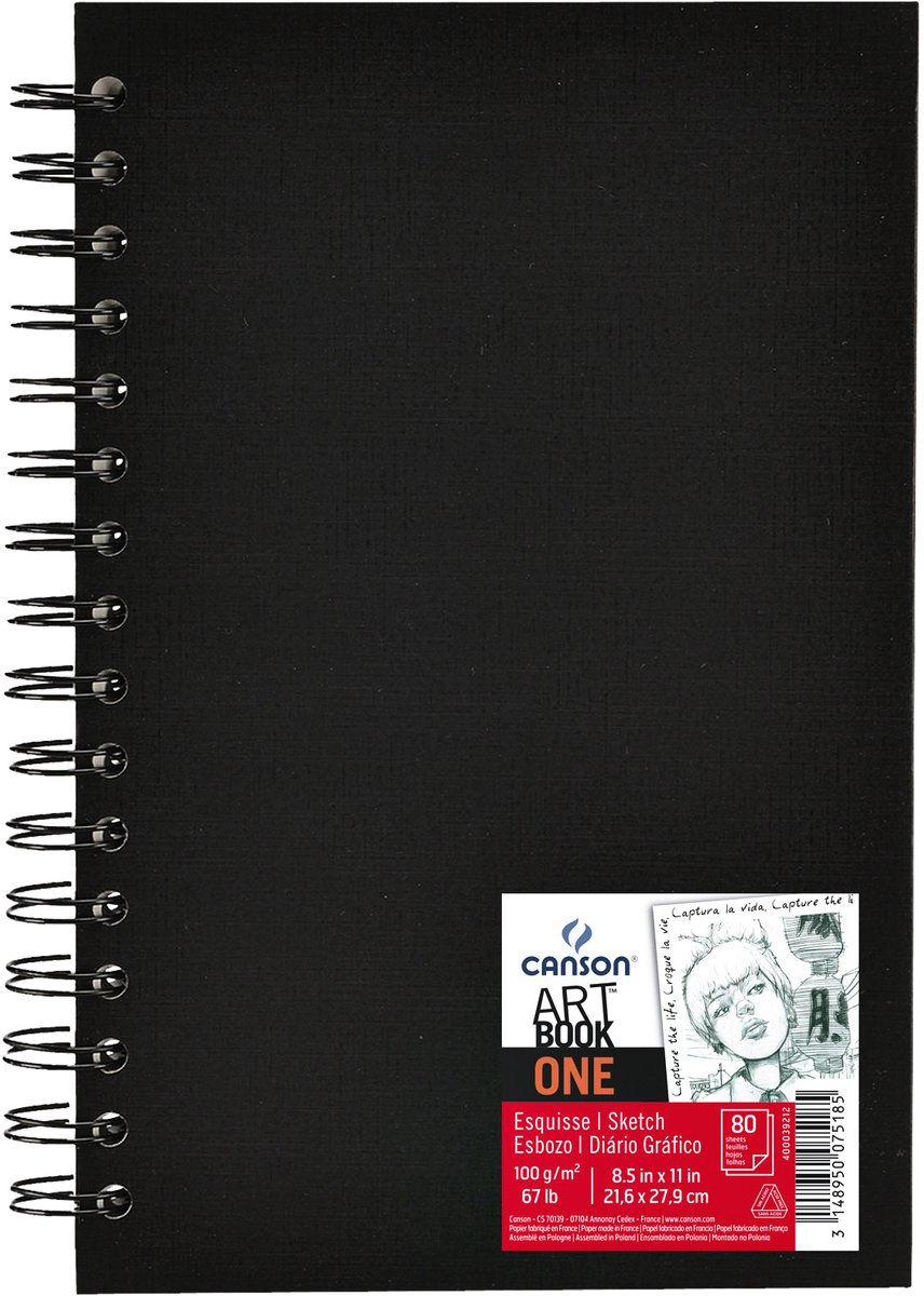 Canson One Art Book 21.6x27.9 cm 100G Spiral 80 SH Portrait