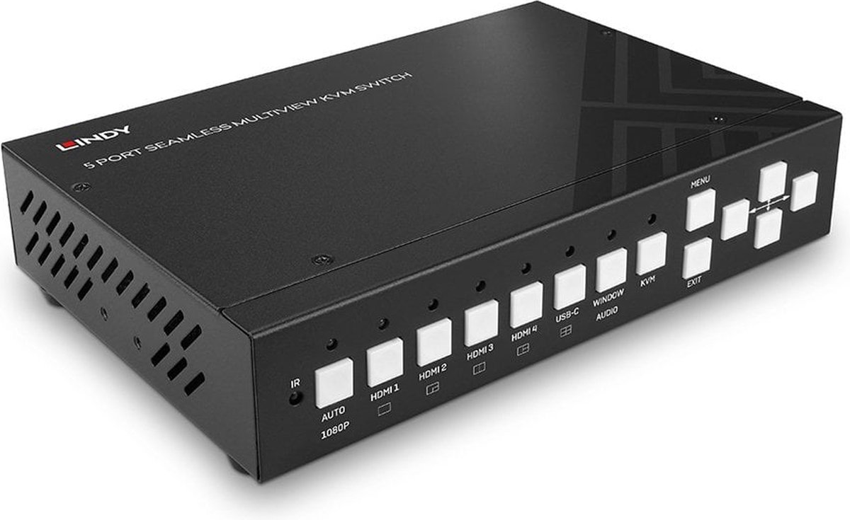 LINDY 5 Port KVM Switch Seamless Multiview 4HDMI 1USB Typ C