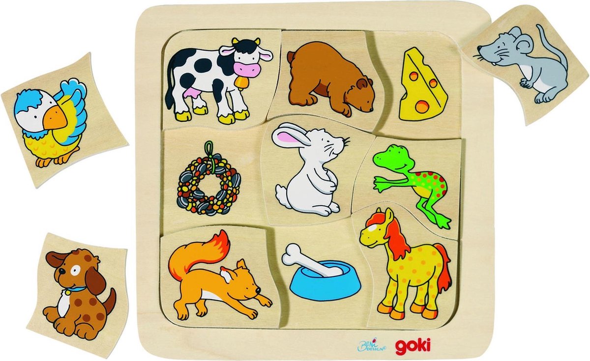 Goki Wooden Jigsaw Puzzle Who Eats What? Trä