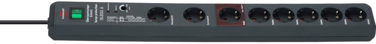 Brennenstuhl 1159490936 Förlängningssladdar 3 M 8 Ac-utgångar Antracit