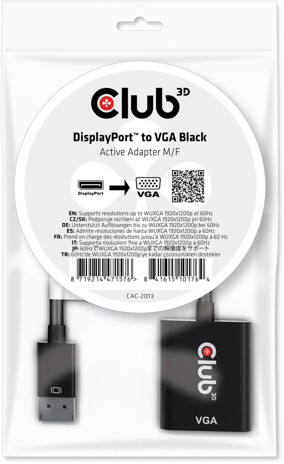 Club 3D - video adapter - DisplayPort to HD-15 (VGA) - 22.86 m