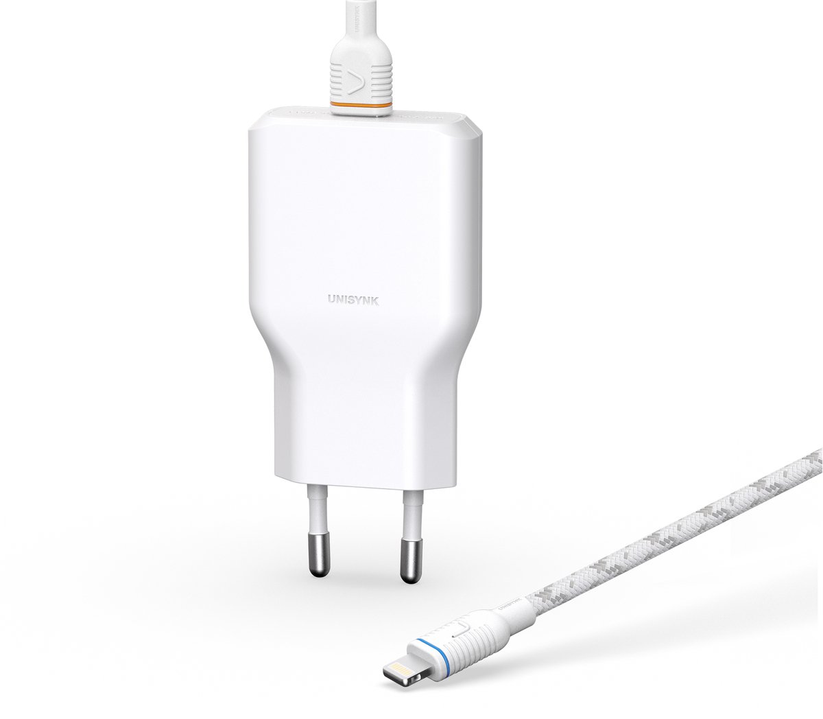 Unisynk Slim Wall Charger G3 36w + Lightning Cable 2m Vit