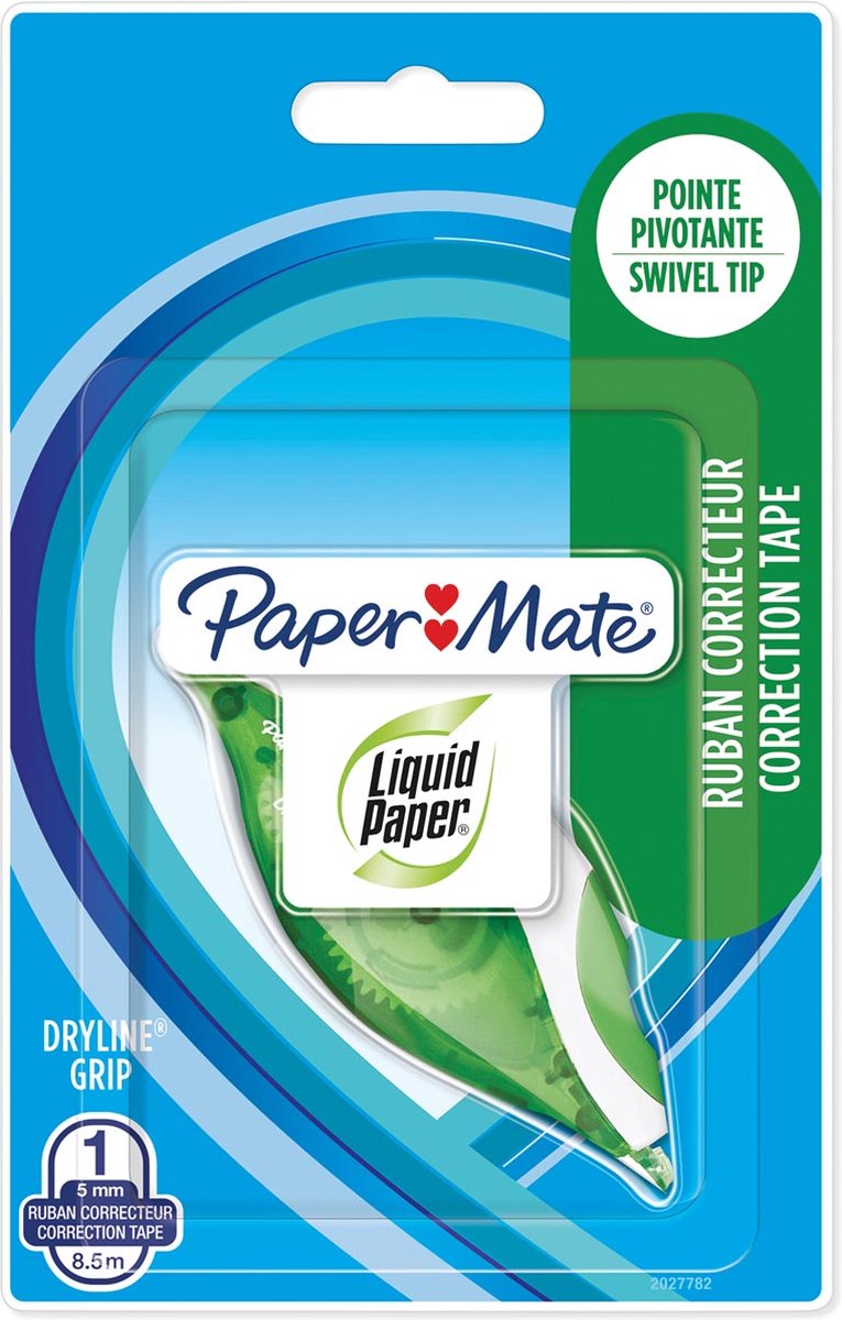 Paper Mate Liquid Paper DryLine Grip korrigeringstejp | Grön | 1 stycken