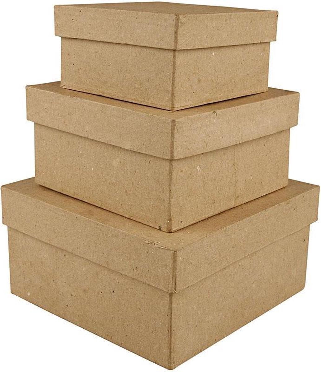 Creativ Company Square Boxes Papier-mache 3pcs.