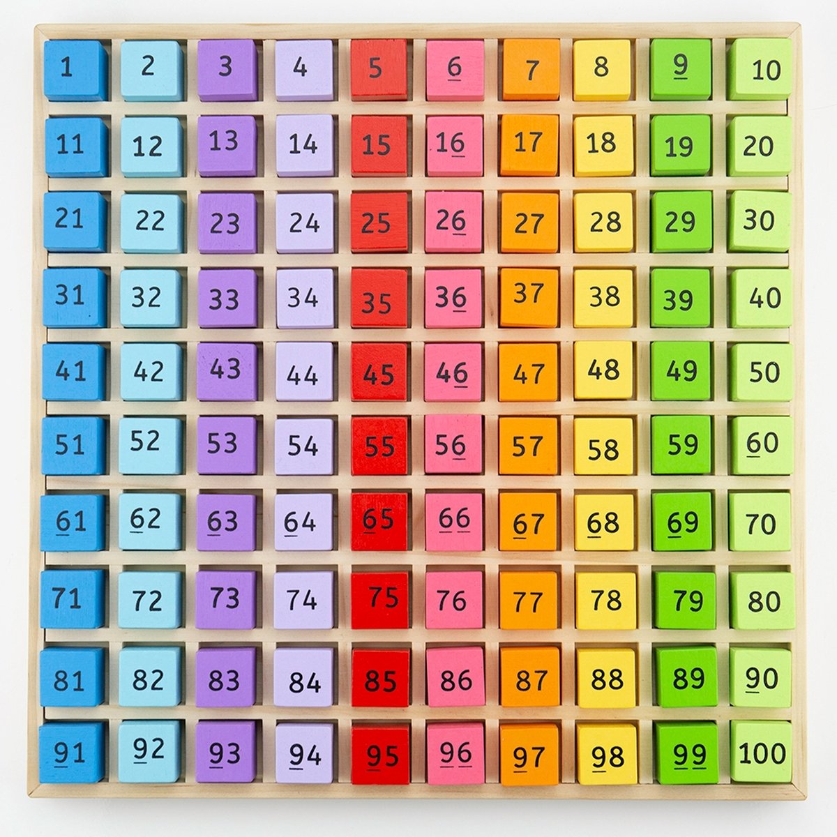 Bigjigs Wooden Number Blocks in a Square Board 100 pcs.