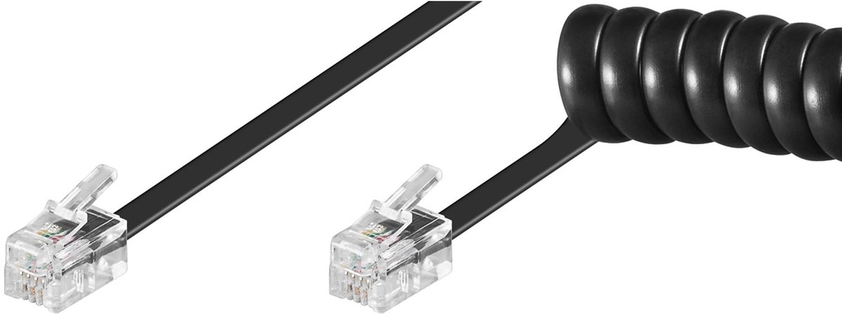 Pro Phone handset spiral cable CCA (copper-clad aluminium) - Svart - 4m