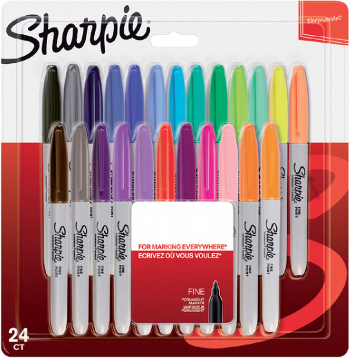 Sharpie permanenta märkpennor | Fin spets | Blandade färger | 24 stycken