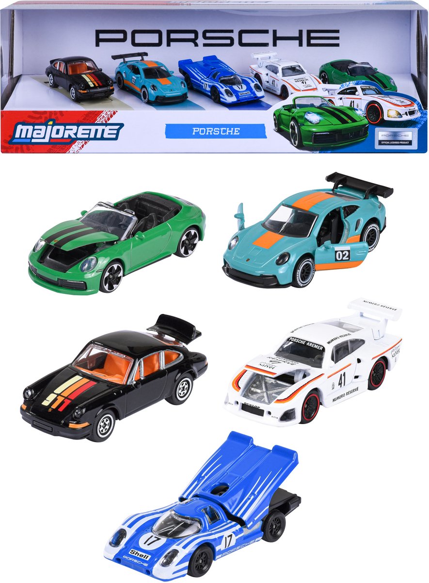Majorette Porsche presentförpackning med 5 delar