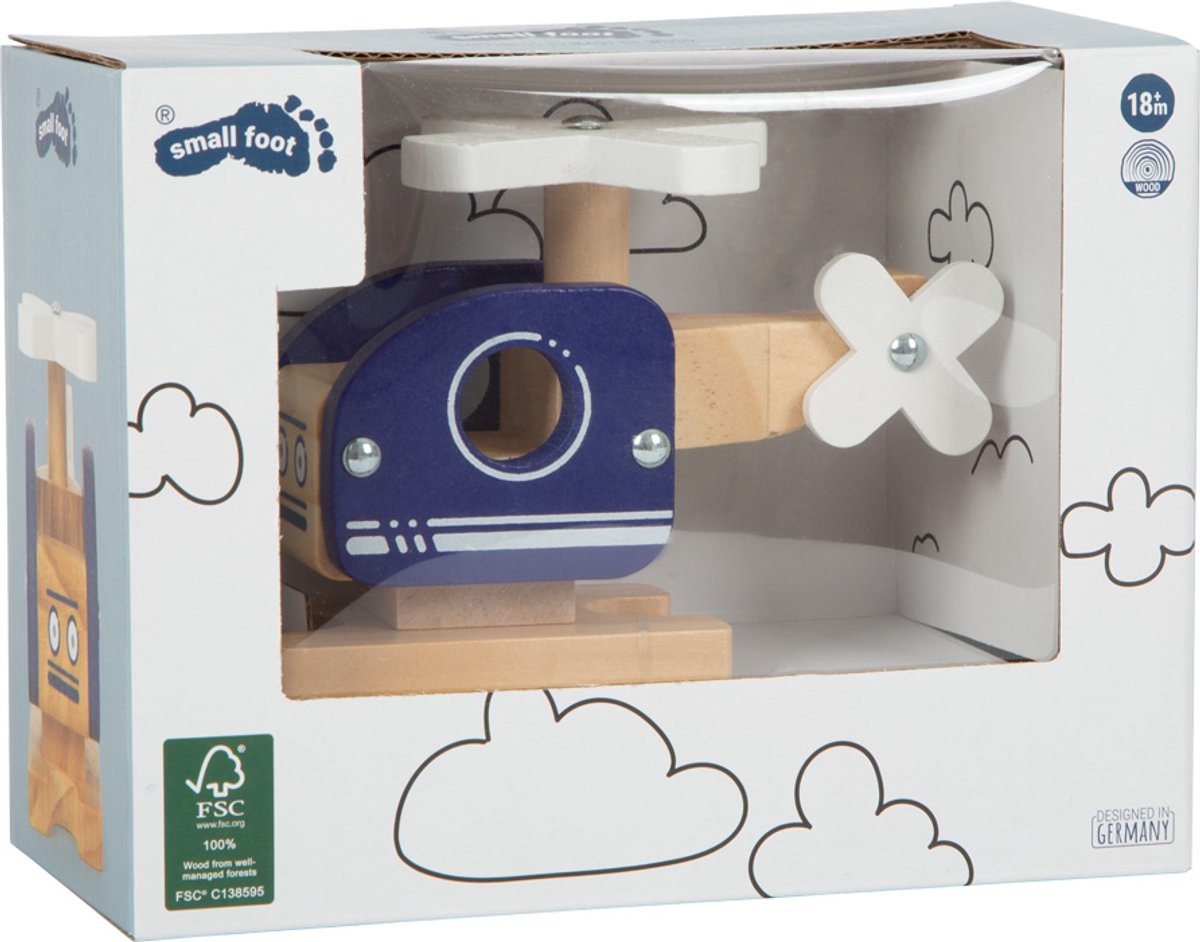 Small Foot - Wooden Helicopter Blue
