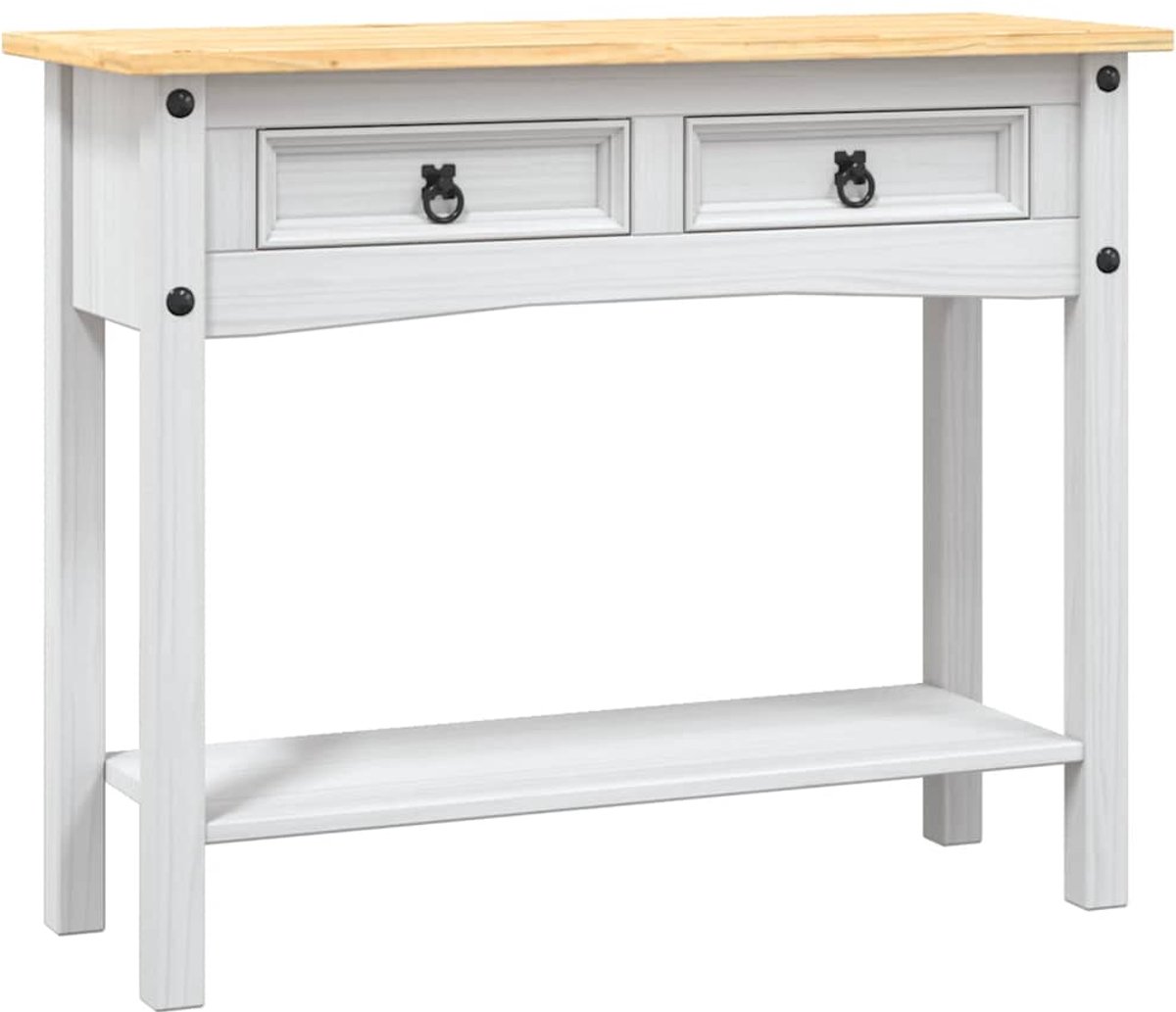 Konsolentisch im mexikanischen Stil Kiefernholz Weiß 90 x 34,5 x 73 cm
