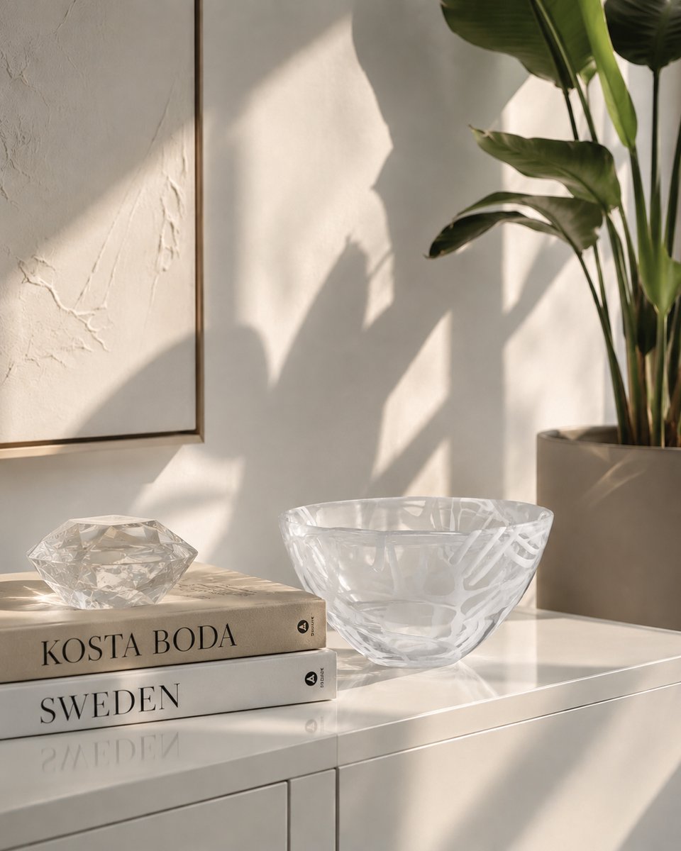 Kosta Boda Bol Contrast 160 mm Blanco-blanco