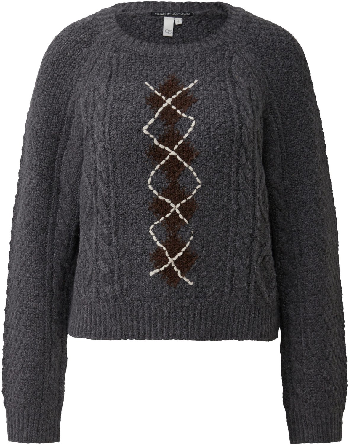 Dicker Pullover aus strukturiertem Strick mit Argyle-Muster Damen QS