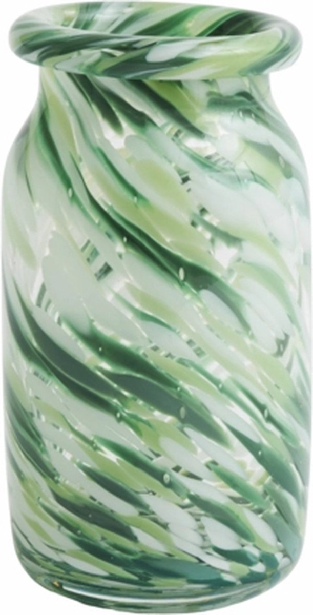 HAY Jarrón Splash Roll Neck S 20,5 cm Green swirl