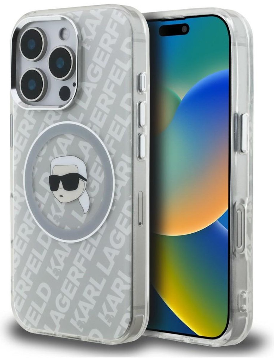 Karl Lagerfeld IML Karl Head Logo MagSafe Case for iPhone 16 Pro Max - Gray
