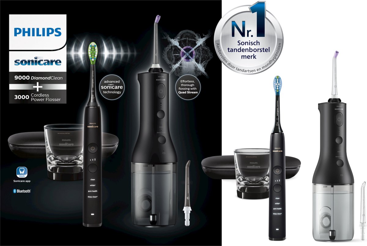 Philips Eltandbørste Sonicare DiamondClean 9000 HX3886/43 - Mundskyllevandapparat - Sort